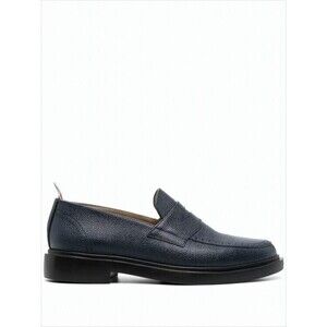 Thom Browne Textured Calf Leather Loafers With Tricolor Accent - NWT